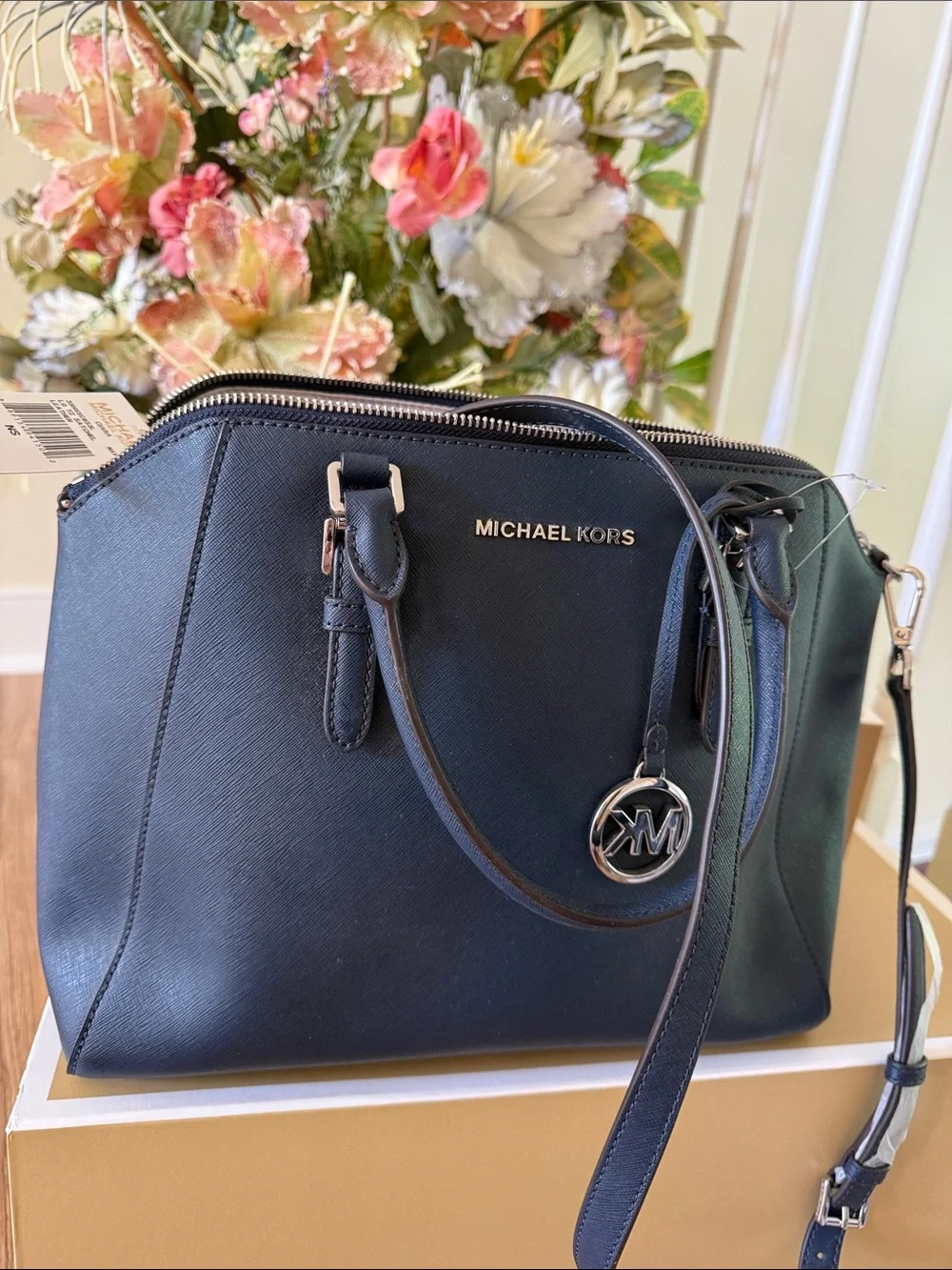 MK Ciara Large Satchel Navy Color